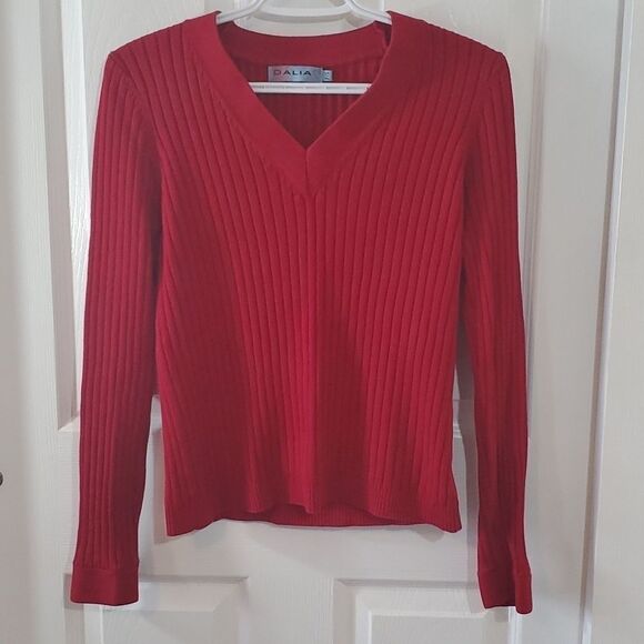 Dalia Sweaters - Dalia Red V-Neck Sweater